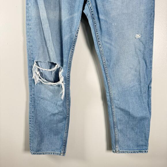Grlfrnd Kiara Tomboy Jeans Light Wash Blue Tripped Up Distressed Ripped Size 30 - Picture 5 of 13